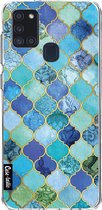 Casetastic Samsung Galaxy A21s (2020) Hoesje - Softcover Hoesje met Design - Aqua Moroccan Tiles Print