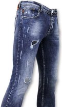 Spijkerbroek met Verfspatten - Paint Drops Jeans - A35B - Blauw