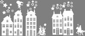 Raamsticker - Sinterklaas - Piet - Huisjes - Raam decoratie - Sinterklaas decoratie - Witte sticker