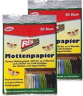 120 x Reinex mottenpapier, mottenval, tapijtkever, textielmot, tapijtkever