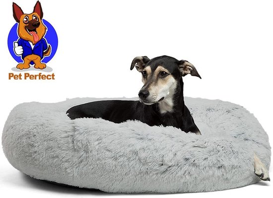 Donut Hondenmand - Zacht Pluche Hondenmanden - Antislip - Kattenmand - Grijs