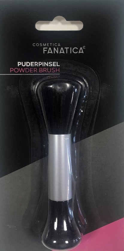 Cosmetica Fanatica - Super zachte poederkwast van geitenhaar - Zwart / Zilverkleur - 10 cm. lang - 1 stuks in blisterverpakking - Cosmetica Fanatica