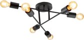 LED-plafondlamp (Zwart/mat, Plafondlamp gebogen - Mode Woonkamer - Lamp  - Inclusief 6 Ledlampen