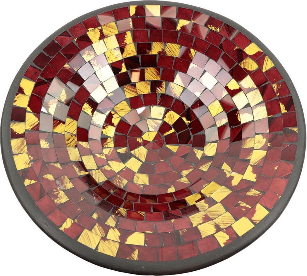 Bowl mosaic brown gold XL - 37x37x10 cm - bruin - goud - x - India - Sarana -