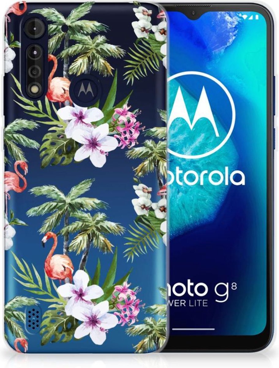 Motorola Moto G8 Power Lite TPU Hoesje Flamingo Palms