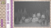 EF3D017 Embossingfolder Nellie Snellen - Embossing mal - picture snowy village - kerst - dorp met sneeuw