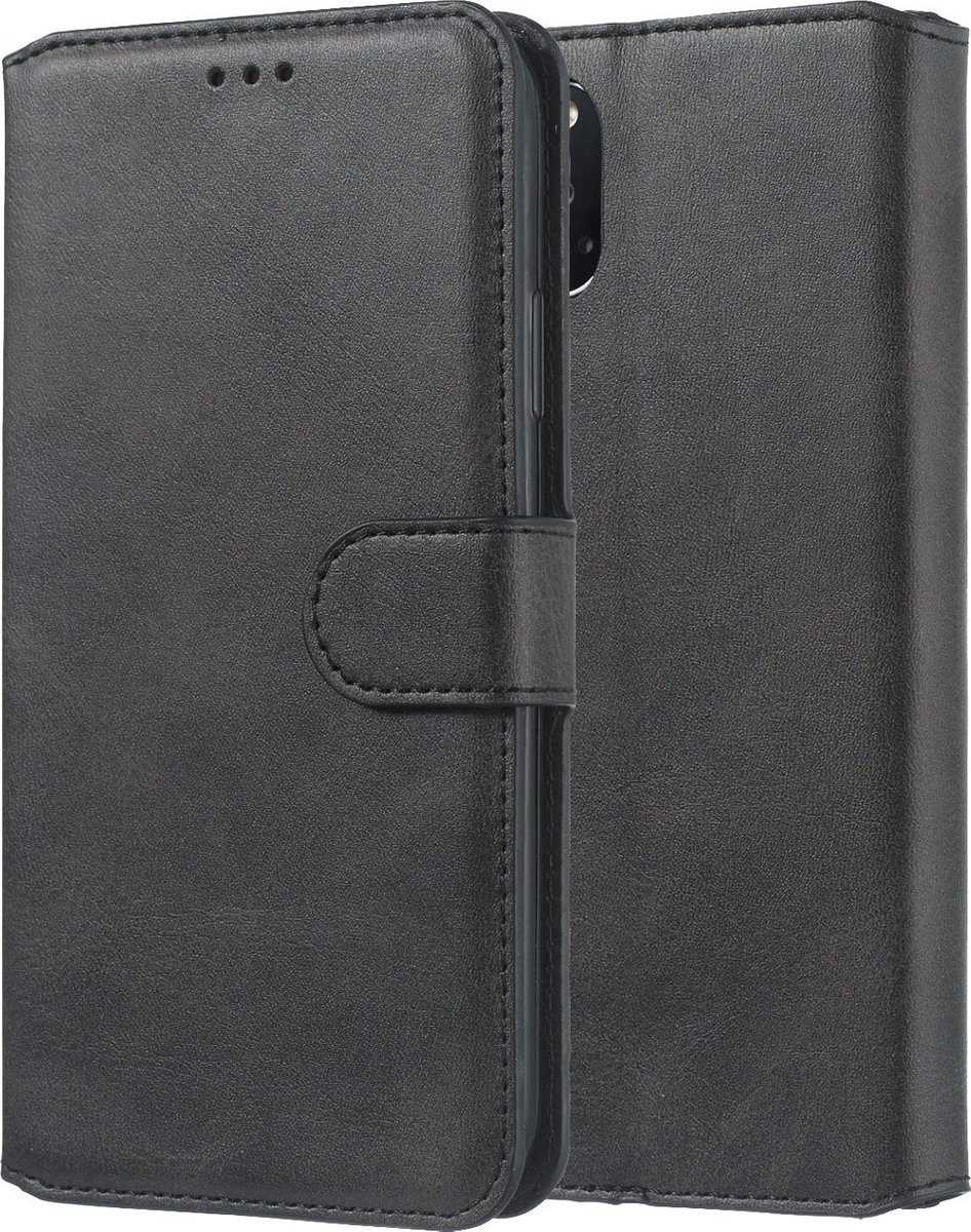 Geschikt voor Apple iPhone 11 Pro Leren Bookcase - Zwart - Portemonnee Hoesje - Pasjeshouder