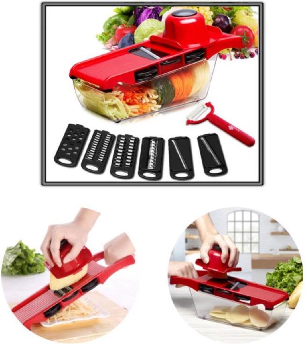 Reixuier Coupe Legumes Multifonctions Manuel : 6 in 1 Coupe-fruits et  Légumes with Container with Adjustable Cutting Blade : : Cuisine  et Maison