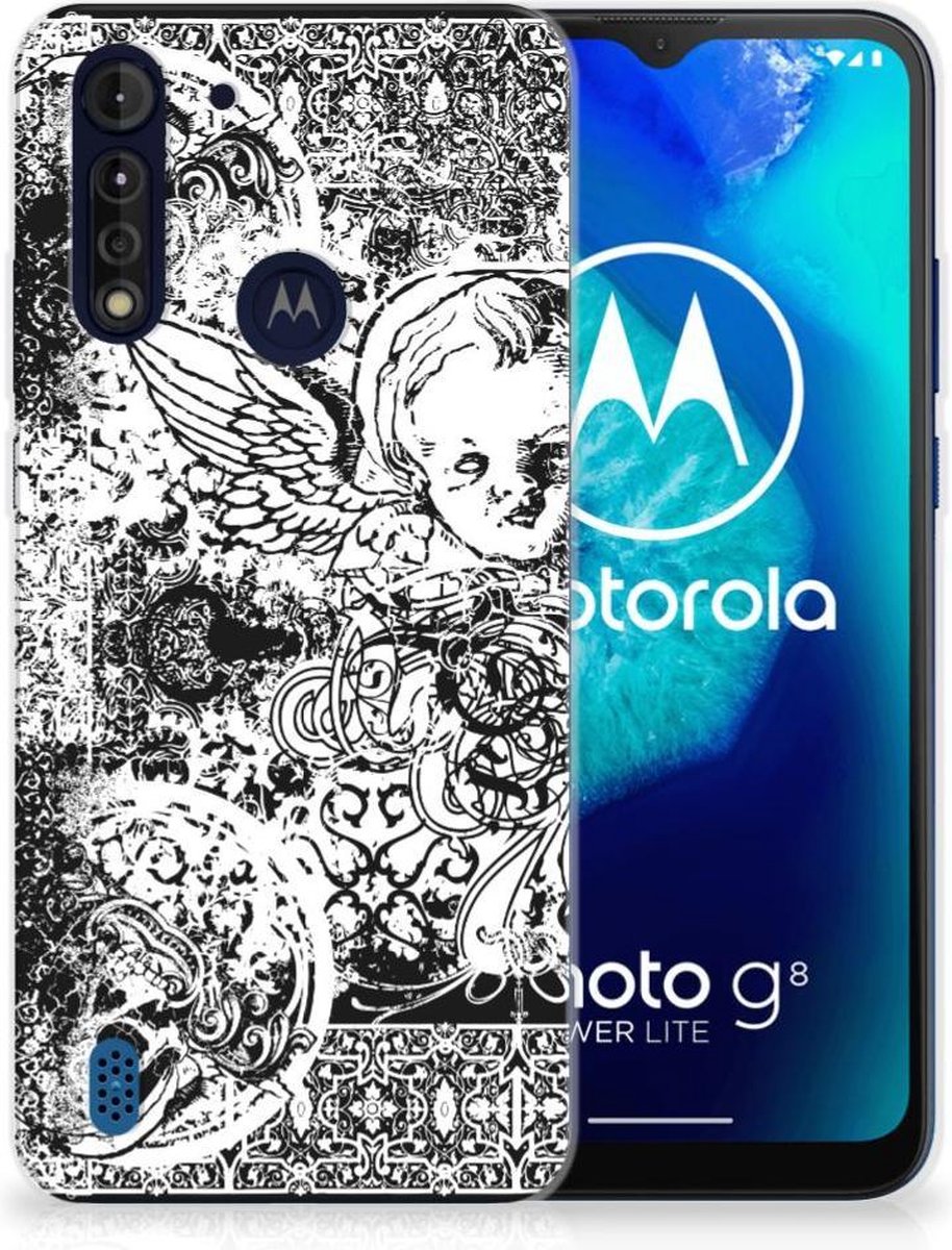 Silicone Back Case Motorola Moto G8 Power Lite Skulls Angel