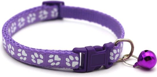 Verstelbare dieren halsbandje | Voor Hond & Kat | Katten halsbandje | Honden halsbandje | Met belletje | PAARS