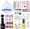 XXL-Starterspack Gelnagels met 48W Nageldroger - Professionel en Thuis Gebruik - 20 Kleuren Gellak en Accessoires - Inclusief Opbergdoos