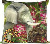 African Jungle Olifant Kussenhoes - WhimsicalCollection - Katoen 45 x 45 cm met rits sluiting - Afrika - Jungle - Wilde dieren - Kleed jouw huis of tuin prachtig aan met deze kusse