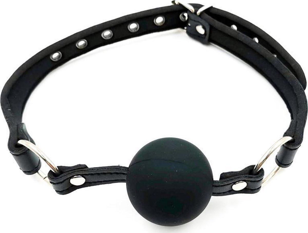 Goedkoopste XXXcite – BDSM Bondage Siliconen Ball Gag met Verstelbare Leren Riem – Verstelbare Mondknevel- Zwart
