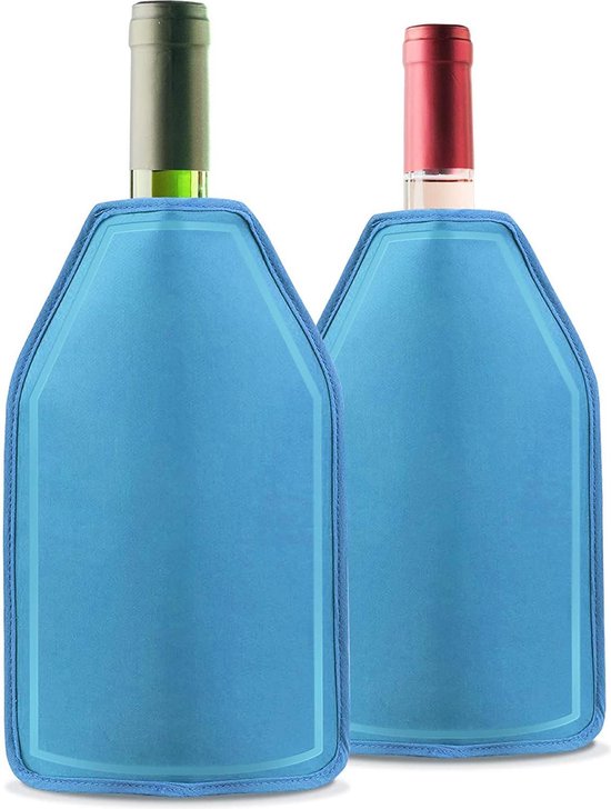 2 Pack Wijngel Cooler Mouwen - Langdurig Koelend Effect - Perfect voor het koelen van wijn, Champagne, Drink flessen - Ideaal voor picknicks, Beach Pool BBQ partijen, buiten.