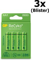 12 Stuks (3 Blisters a 4st) - GP Recyko+ 2700 Series AA/HR06 2600mah 1.2V NiMH Oplaadbare Batterijen