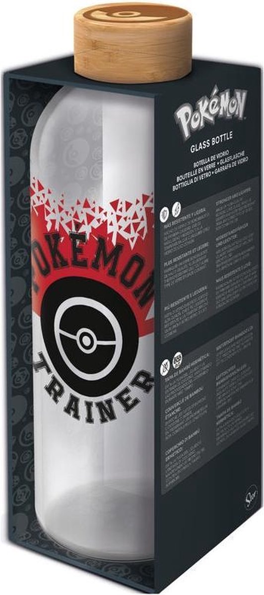 Grote Fles - STOR - Pokemon - Glas met Siliconen Hoes - Herbruikbaar - 1030 ml