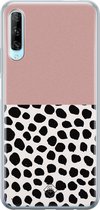 Huawei P Smart Pro hoesje siliconen - Stippen roze | Huawei P Smart Pro case | grijs | TPU backcover transparant