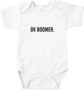 Baby romper met korte mouw - OK BOOMER - Romper korte mouw - Wit - Maat 62/68