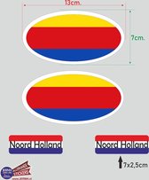 Provincie Noord Holland vlaggen auto sticker set.