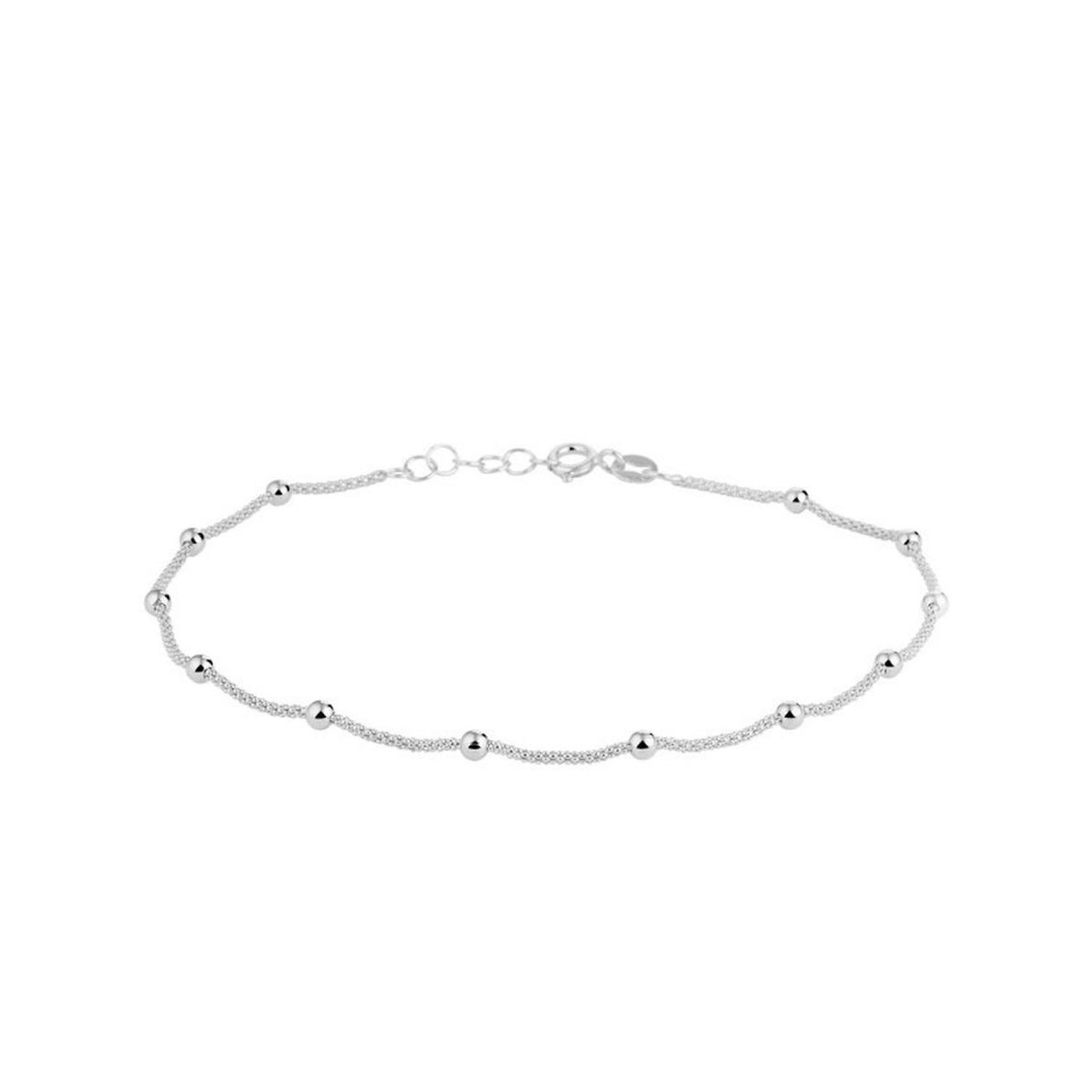 YO&NO - Enkelbandjes - Zilver - Bolletjes - Getordeerd -  26cm - Sieraden Vrouw - Gerhodineerd -  Zilver 925