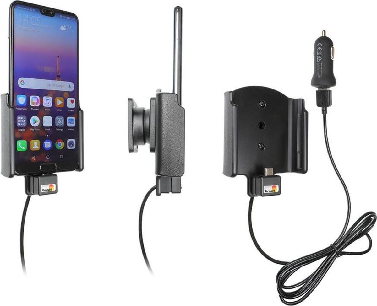 Brodit houder geschikt voor Huawei P20 Actieve houder met 12V USB plug