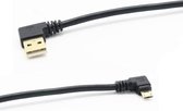 Dolphix USB Micro B haaks naar USB-A haaks kabel - USB2.0 - tot 2A / zwart - 0,15 meter