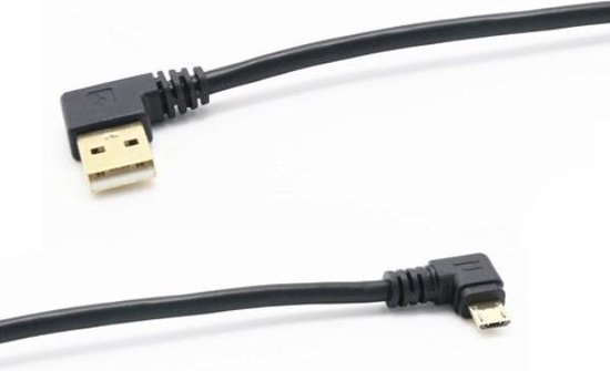 USB Micro B haaks naar USB-A haaks kabel - USB2.0 - tot 2A / zwart - 0,15  meter | bol.com