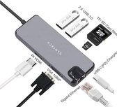 Samtech USB-C hub - 8 in 1 adapter - Grijs