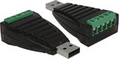 USB-A (m) naar 5-pins terminal block (v) seriële RS422/RS485 adapter / FTDI chip / ESD protectie / overspanningsbeveiliging