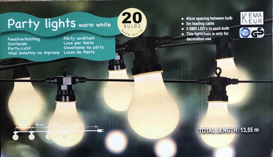 Party Lights LED warm white voor binnen en buiten | 20 bulbs |