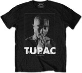 Tupac Heren Tshirt -M- Praying Zwart