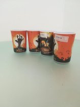 4 Halloween drinkbekers - oranje/zwart