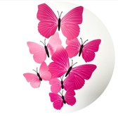 12 Decoratieve Vlinders- Magneet en plak- Roze