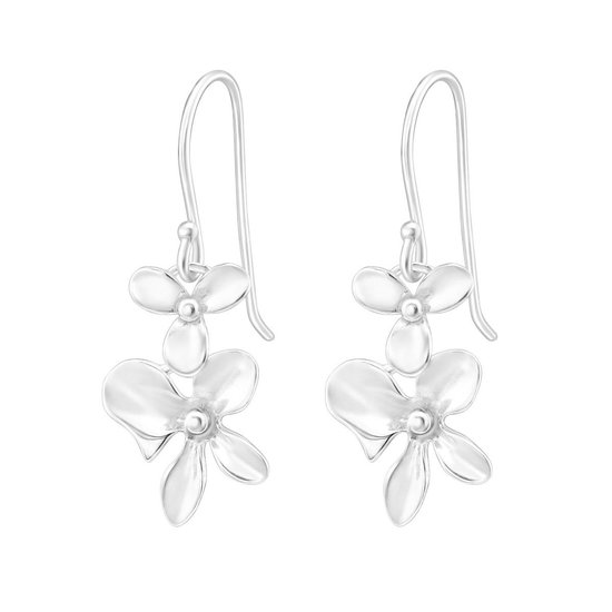 Joy|S - Zilveren bloem oorhangers Orchidee oorbellen | bol.com