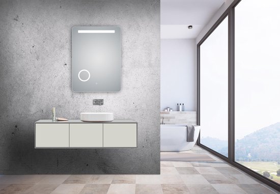 Badkamerspiegel, Spiegels voor de badkamer, Onregelmatige wolk LED- badkamerspiegel, Anti-condens wandgemonteerde make-upspiegel met 3-kleurige verlichting/één kleur/65,5