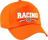 Racing coureur supporter pet met Nederlandse vlag oranje voor volwassenen -  race thema / race supporter baseball cap