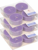 12x Maxi geurtheelichtjes lavendel/paars 9 branduren - Geurkaarsen lavendelgeur - Grote waxinelichtjes