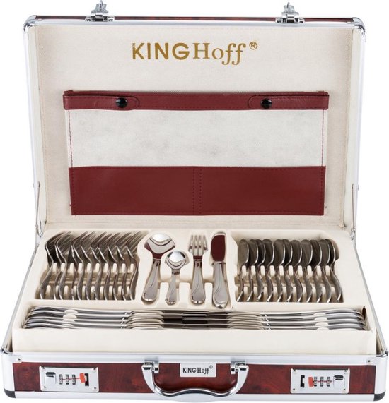 KINGHOFF 3553 - luxe bestekset koffer - 72 delig - 12 persoons - Modern bestek
