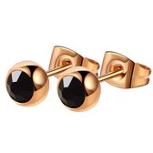 Oorbellen dames | oorstekers dames | studs oorbellen | meisjes oorbellen | goudkleurig | zwarte steen | cadeau voor vrouw |