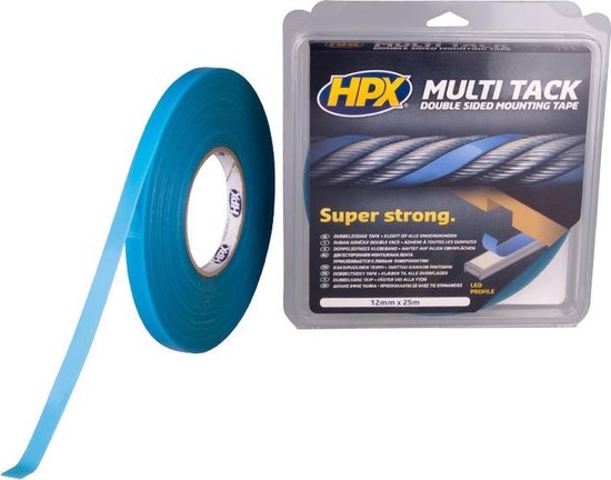 Dubbelzijdige Multi-tack tape - semi-transparant 12mm x 5m - HPX