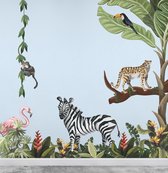 Fotobehang Jungle Dieren - Vinyl behang met linnenlook - 280 x 265 cm - Posterguru