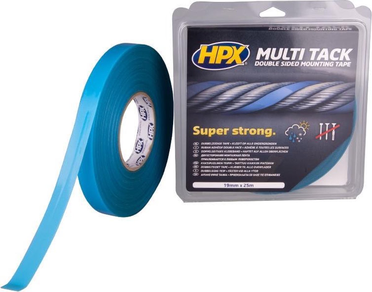 Dubbelzijdige Multi-tack tape - semi-transparant 19mm x 25m - HPX