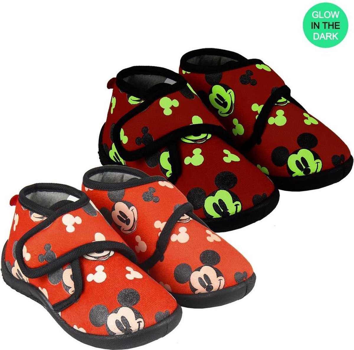 Disney - Mickey Mouse - Sloffen - Glow in de dark - Rood