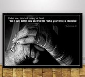 Allernieuwste Canvas Schilderij Boksen Muhammed Ali Motivatie 2 - Moderne Kunst - Poster - Sport - 50 x 70 cm - Kleur