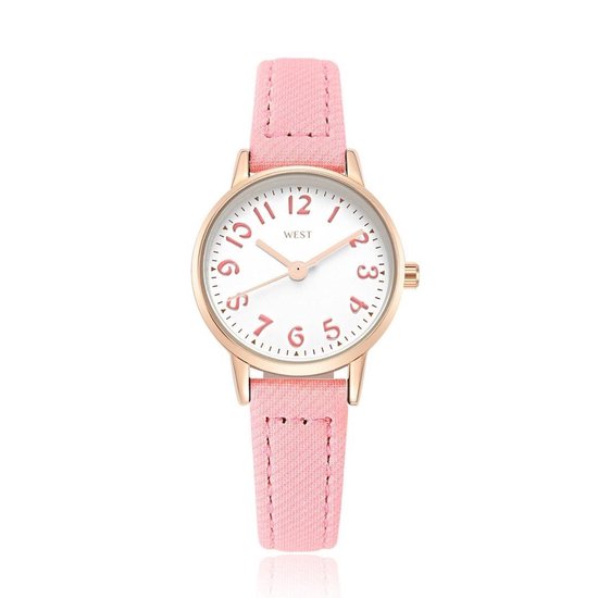 Watch - model Rose - analoog kinder/ tiener horloge - Ø 23 - roze/rosé | bol.com