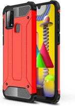 Armor Hybrid Back Cover - Samsung Galaxy M31 Hoesje - Rood
