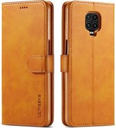 LC.IMEEKE Luxe Book Case - Xiaomi Redmi Note 9 Pro / 9S Hoesje - Bruin