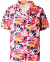 Partychimp Hawaii Blouse Mannen Carnavalskleding Heren Foute Party Verkleedkleren Volwassenen Carnaval Foute Party - Polyester - Rood - Maat 2XL/3XL