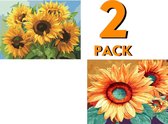 DIY Schilderen op Nummer - Verven op nummer - Paint by Number - Zonnenbloemen - Voor Kinderen/Volwassenen/Senioren/Hobby - 2 stuks - 40x50cm