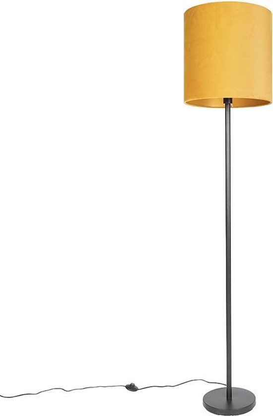 Altijd papier knoop QAZQA simplo - Moderne Vloerlamp | Staande Lamp met kap - 1 lichts - H 1840  mm - Geel... | bol.com